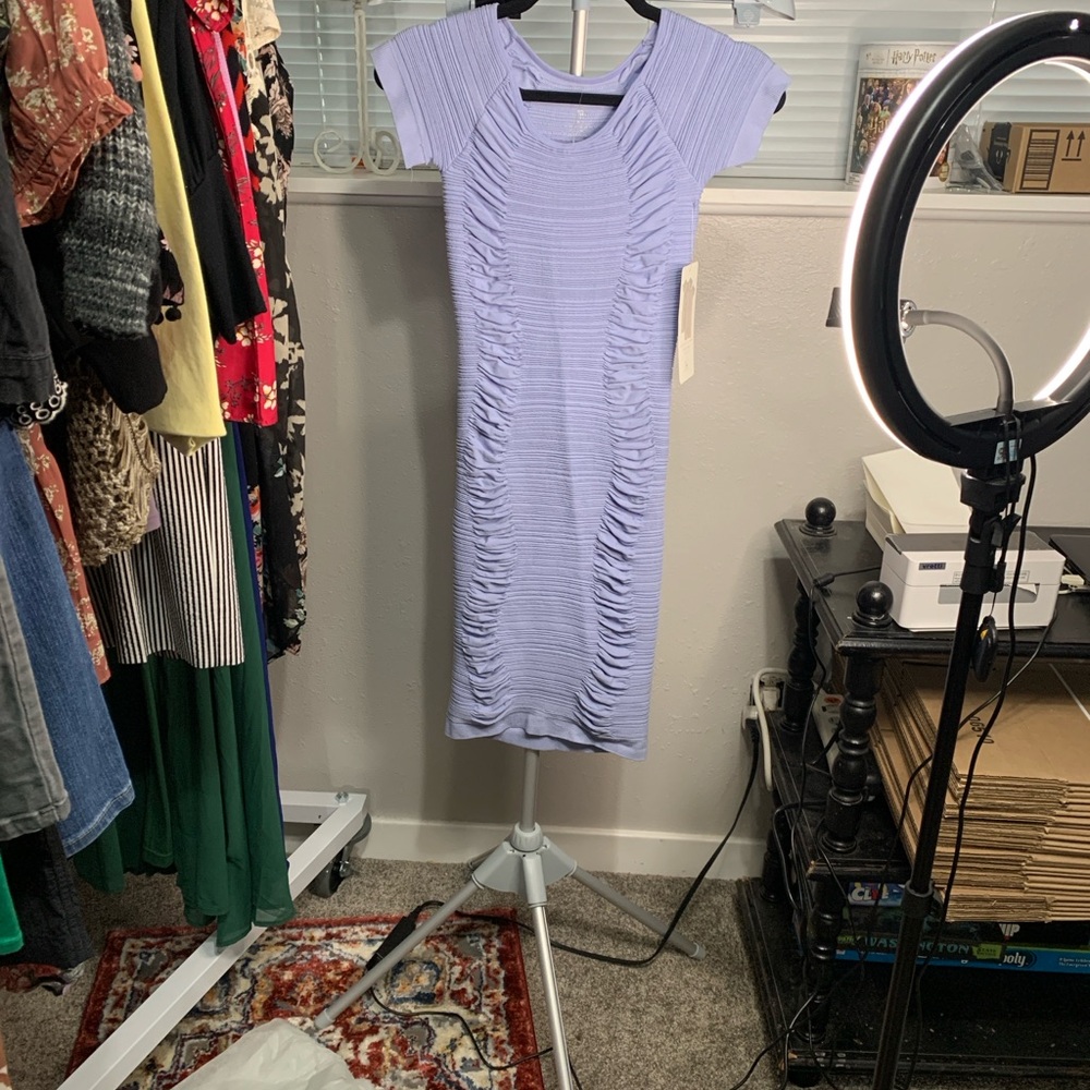 Aura Lilac Ruched Midi Dress